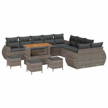 Set Divano da Giardino con cuscino 14 pcs Grigio