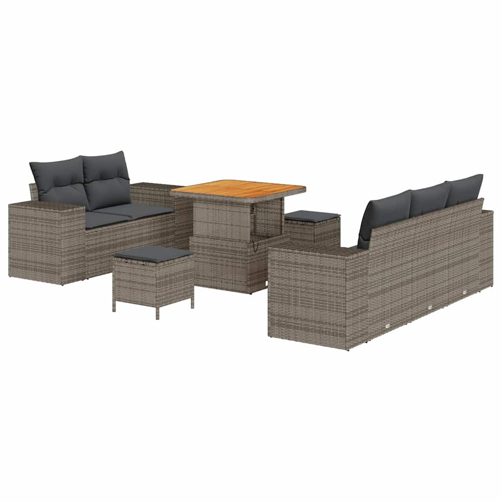 Set Divano da Giardino 8 pcs Grigio Rattan in Polipropilene