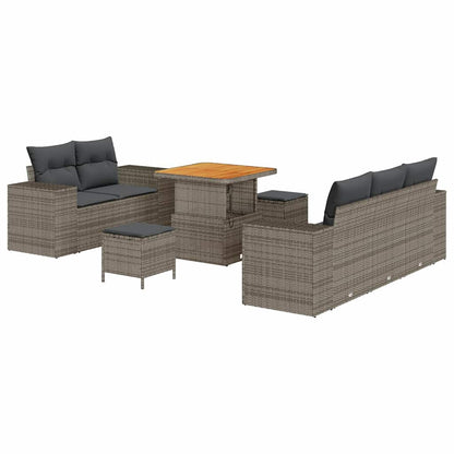 Set Divano da Giardino 8 pcs Grigio Rattan in Polipropilene