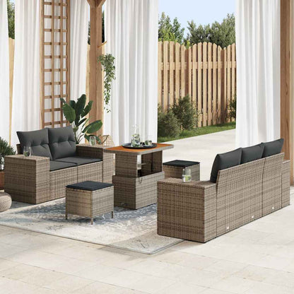 Set Divano da Giardino 8 pcs Grigio Rattan in Polipropilene
