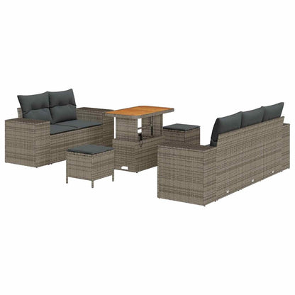 Set Divano da Giardino 8 pcs Grigio Rattan in Polipropilene