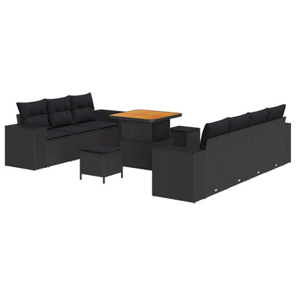 Set Divano da Giardino 10 pcs Nero Rattan in Polipropilene