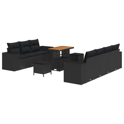 Set Divano da Giardino 10 pcs Nero Rattan in Polipropilene