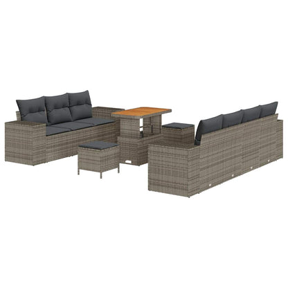 Set Divano da Giardino 10 pcs Grigio Rattan in Polipropilene