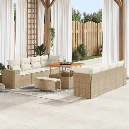 Set Divano da Giardino 11 pcs Beige e Crema polyrattan