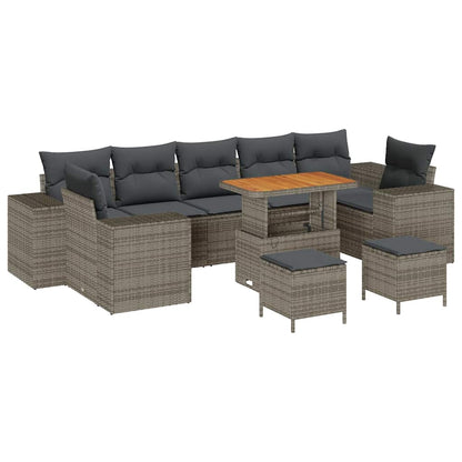 Set Divano da Giardino con cuscino con cuscino 10 pcs Grigio