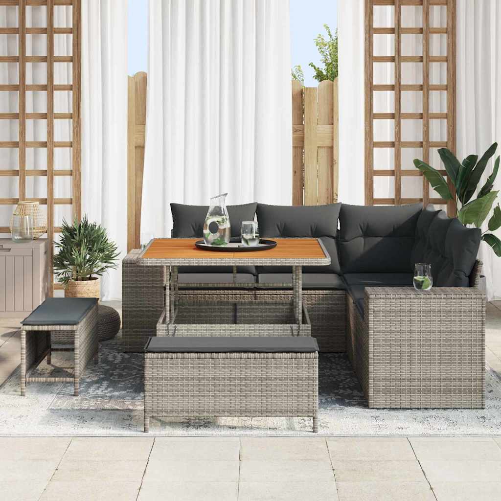 Set Divano da Giardino con cuscino con cuscino 8 pcs Grigio