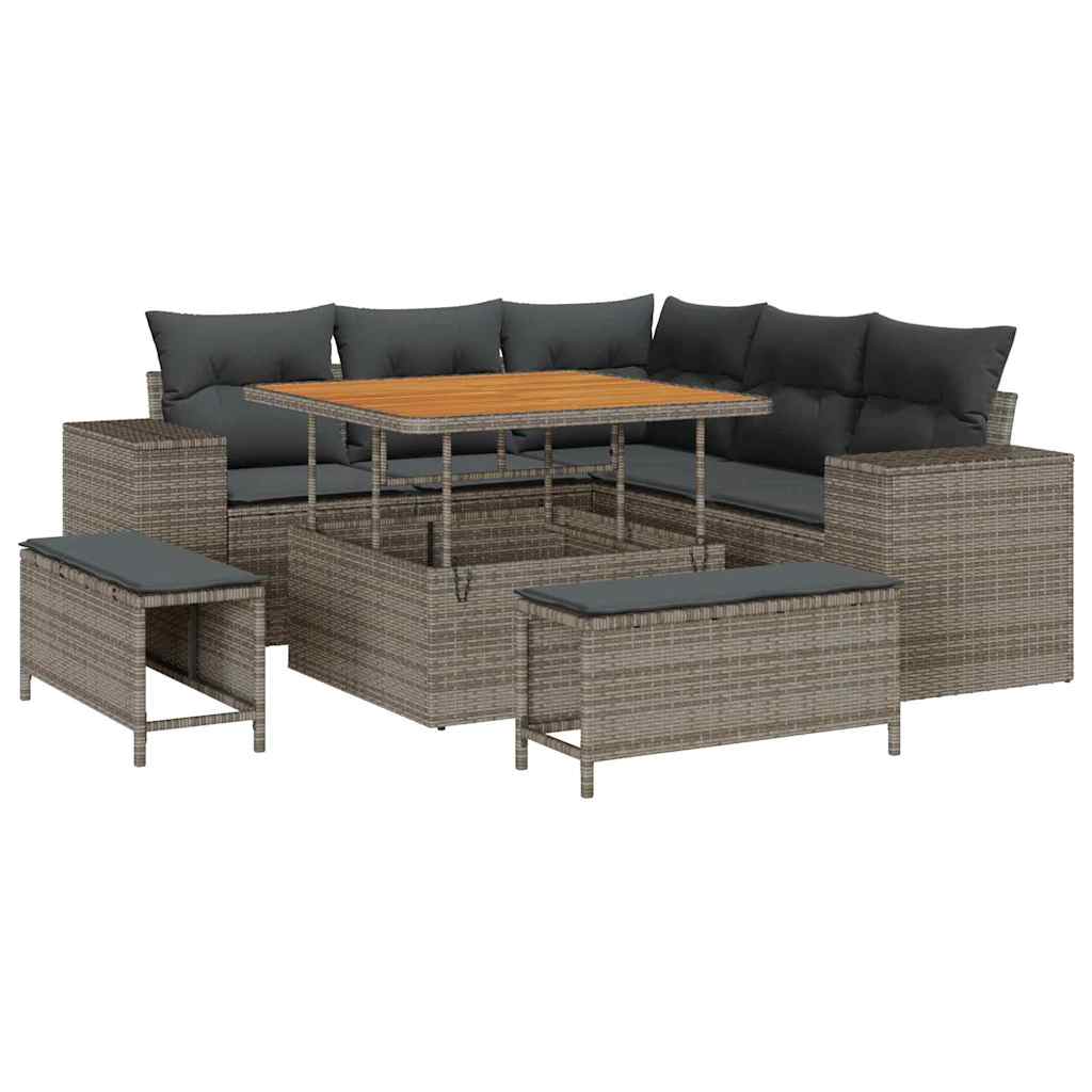 Set Divano da Giardino con cuscino con cuscino 8 pcs Grigio