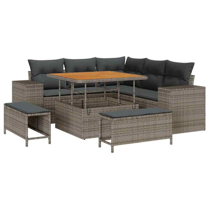 Set Divano da Giardino con cuscino con cuscino 8 pcs Grigio