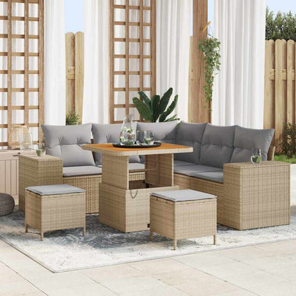 Set Divano da Giardino con cuscino 8 pcs Beige e Grigio Chiaro