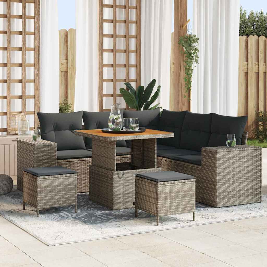 Set Divano da Giardino con cuscino con cuscino 8 pcs Grigio