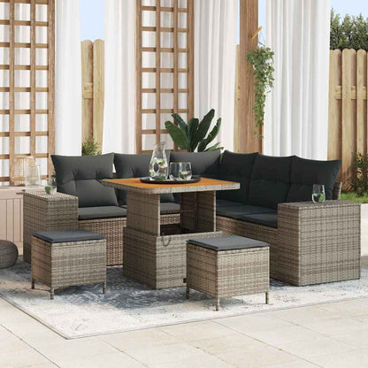 Set Divano da Giardino con cuscino con cuscino 8 pcs Grigio