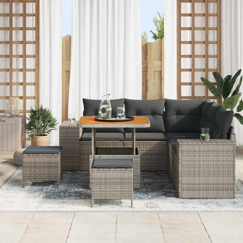 Set Divano da Giardino con cuscino con cuscino 8 pcs Grigio