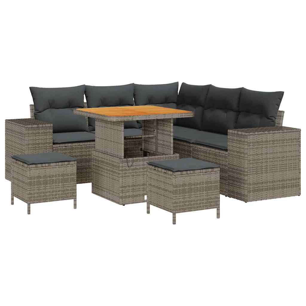 Set Divano da Giardino con cuscino con cuscino 8 pcs Grigio