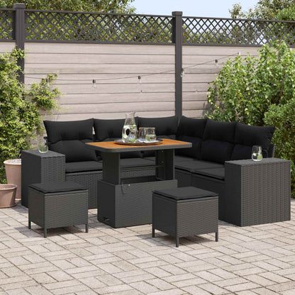 Set Divano da Giardino con cuscino con archiviazione 8 pcs Nero