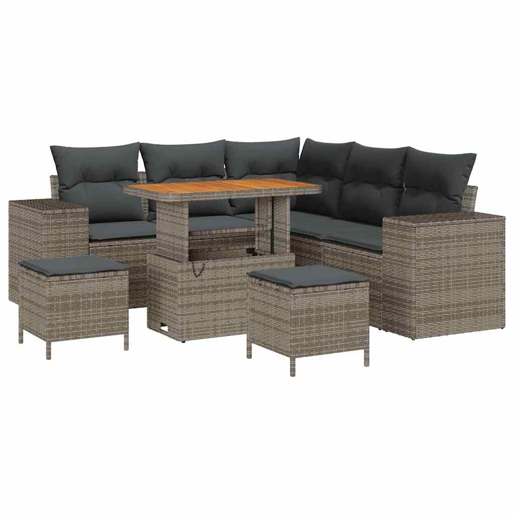 Set Divano da Giardino con cuscino con cuscino 8 pcs Grigio