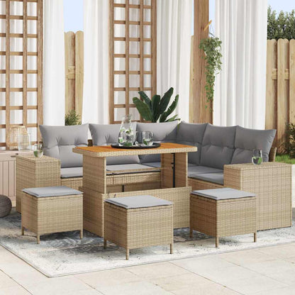 Set Divano da Giardino con cuscino 9 pcs Beige e Grigio Chiaro