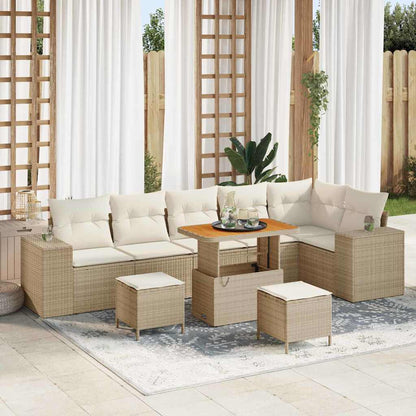 Set Divano da Giardino con cuscino 9 pcs Beige e Crema