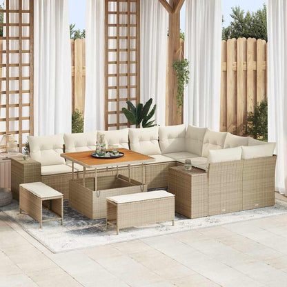 Set Divano da Giardino con cuscino 12 pcs Beige e Crema