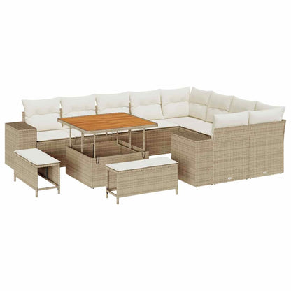 Set Divano da Giardino con cuscino 12 pcs Beige e Crema