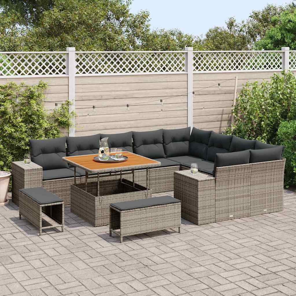 Set Divano da Giardino con cuscino con cuscino 12 pcs Grigio