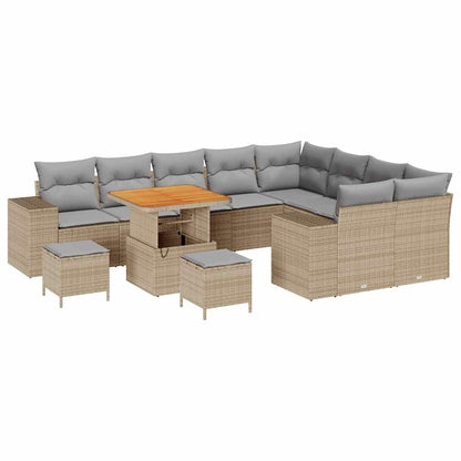 Set Divano da Giardino con cuscino 12 pcs Beige e Grigio Chiaro