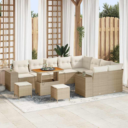 Set Divano da Giardino con cuscino 12 pcs Beige e Crema