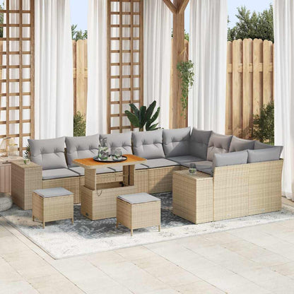 Set Divano da Giardino con cuscino 12 pcs Beige e Grigio Chiaro