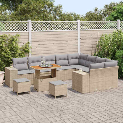 Set Divano da Giardino con cuscino 12 pcs Beige e Grigio Chiaro
