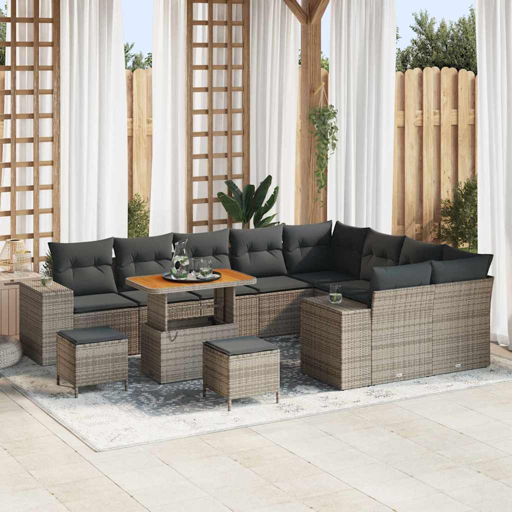 Set Divano da Giardino con cuscino con cuscino 12 pcs Grigio