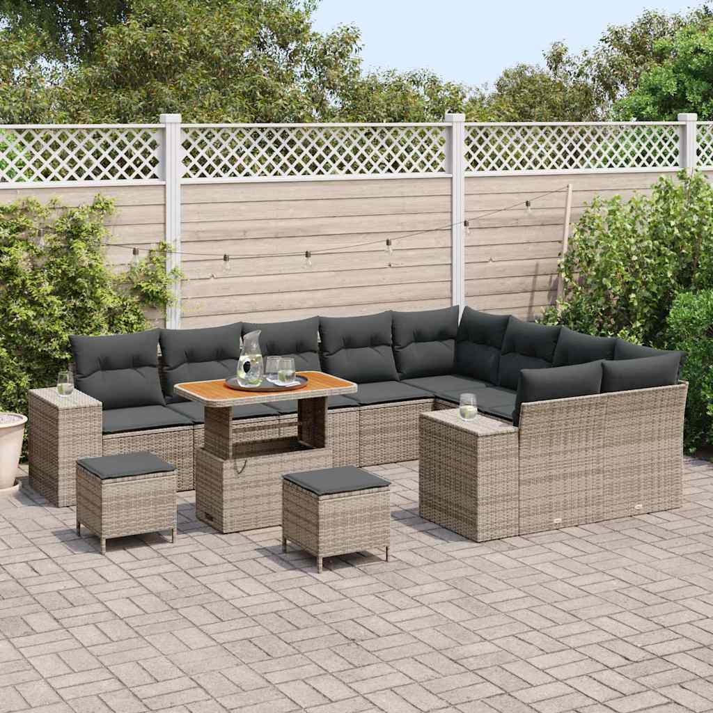 Set Divano da Giardino con cuscino con cuscino 12 pcs Grigio