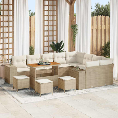 Set Divano da Giardino con cuscino 13 pcs Beige e Crema