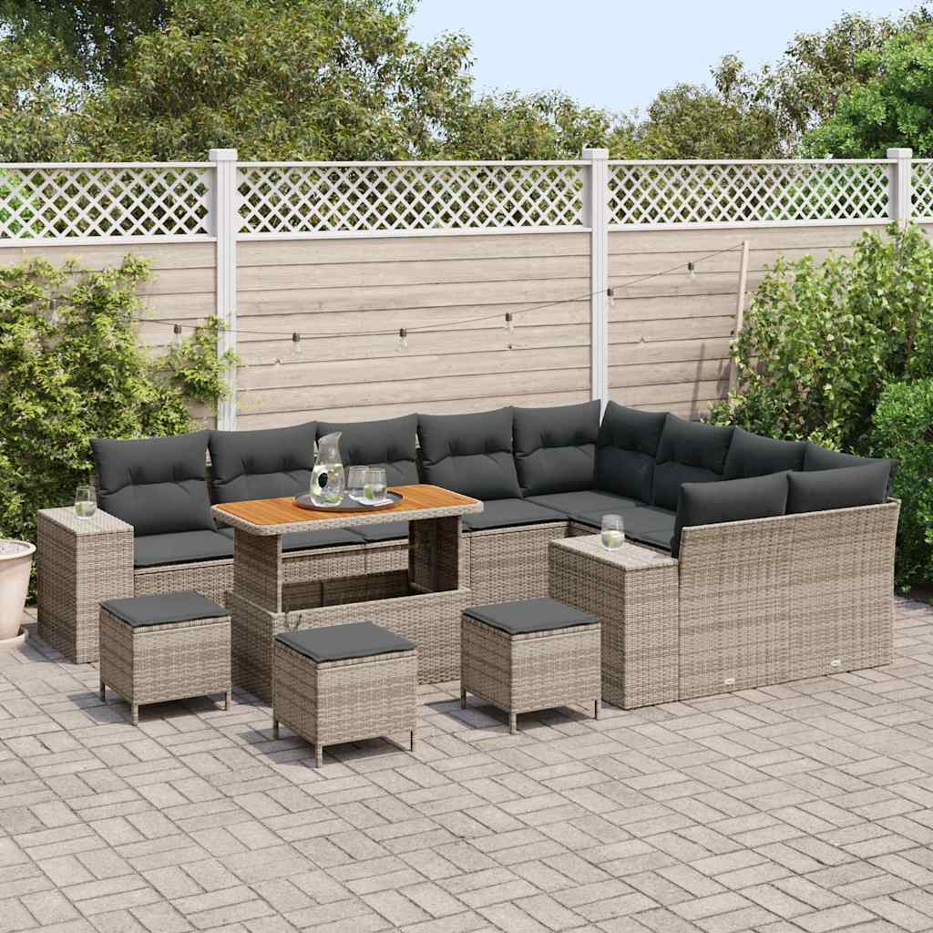 Set Divano da Giardino con cuscino con cuscino 13 pcs Grigio