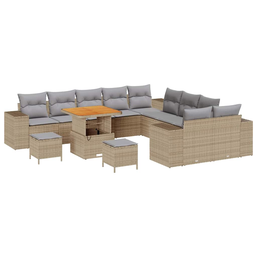 Set Divano da Giardino 13 pcs Beige e Grigio Chiaro polyrattan