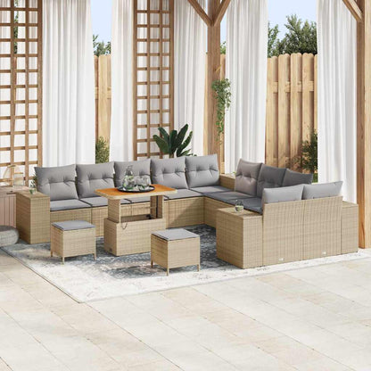 Set Divano da Giardino 13 pcs Beige e Grigio Chiaro polyrattan
