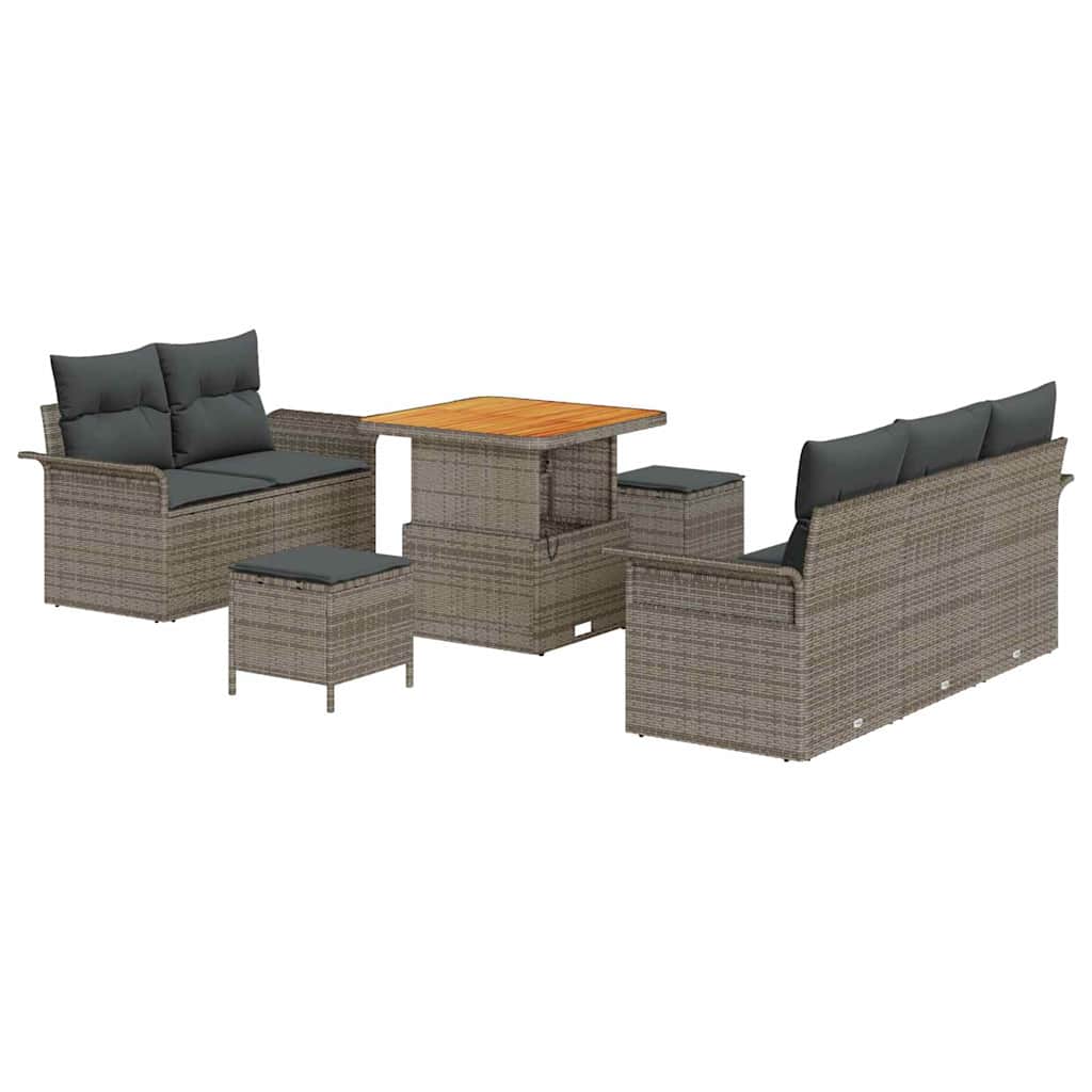 Set Divano da Giardino con cuscino con cuscino 8 pcs Grigio
