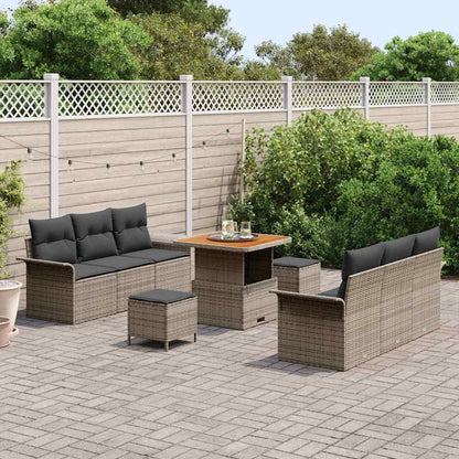 Set Divano da Giardino con cuscino con cuscino 9 pcs Grigio