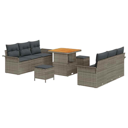 Set Divano da Giardino con cuscino con cuscino 9 pcs Grigio