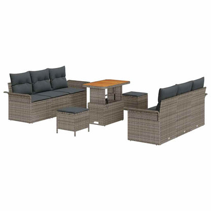 Set Divano da Giardino con cuscino con cuscino 9 pcs Grigio