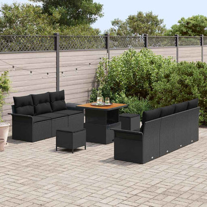 Set Divano da Giardino con cuscino con cuscino 10 pcs Nero