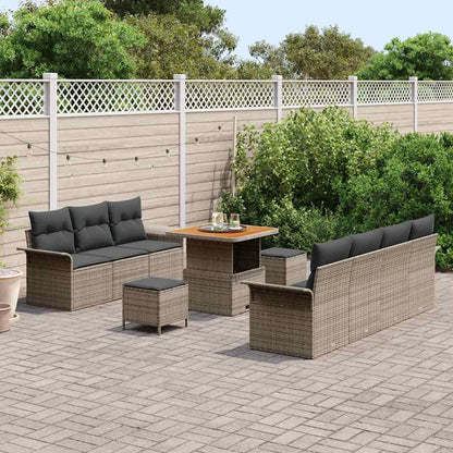 Set Divano da Giardino con cuscino con cuscino 10 pcs Grigio