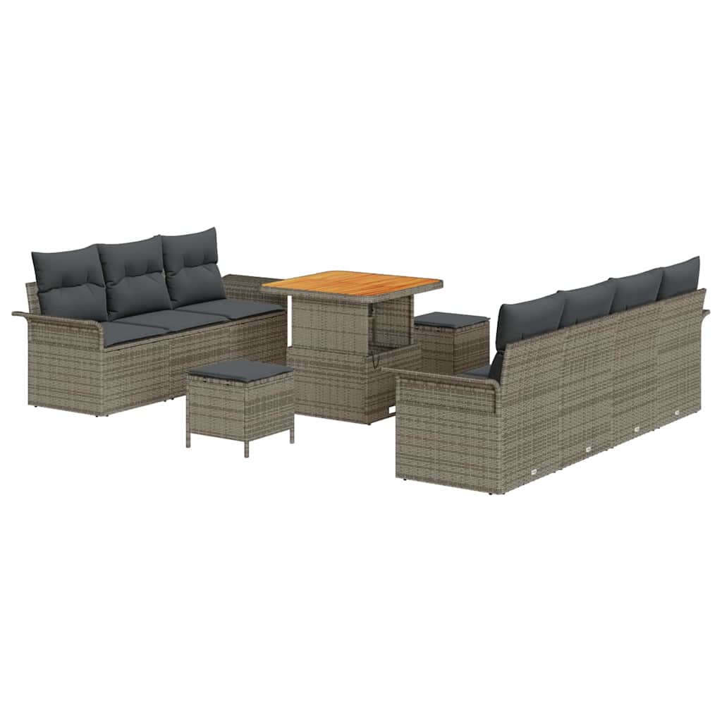 Set Divano da Giardino con cuscino con cuscino 10 pcs Grigio
