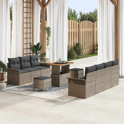 Set Divano da Giardino con cuscino con cuscino 10 pcs Grigio