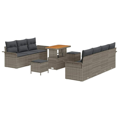 Set Divano da Giardino con cuscino con cuscino 10 pcs Grigio