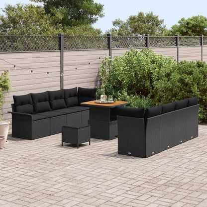 Set Divano da Giardino con cuscino con cuscino 11 pcs Nero