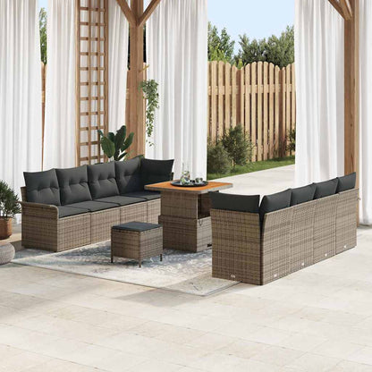 Set Divano da Giardino con cuscino 11 pcs Grigio
