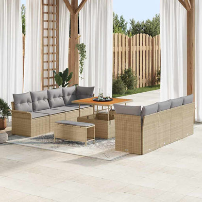 Set Divano da Giardino con cuscino 11 pcs Beige e Grigio Chiaro