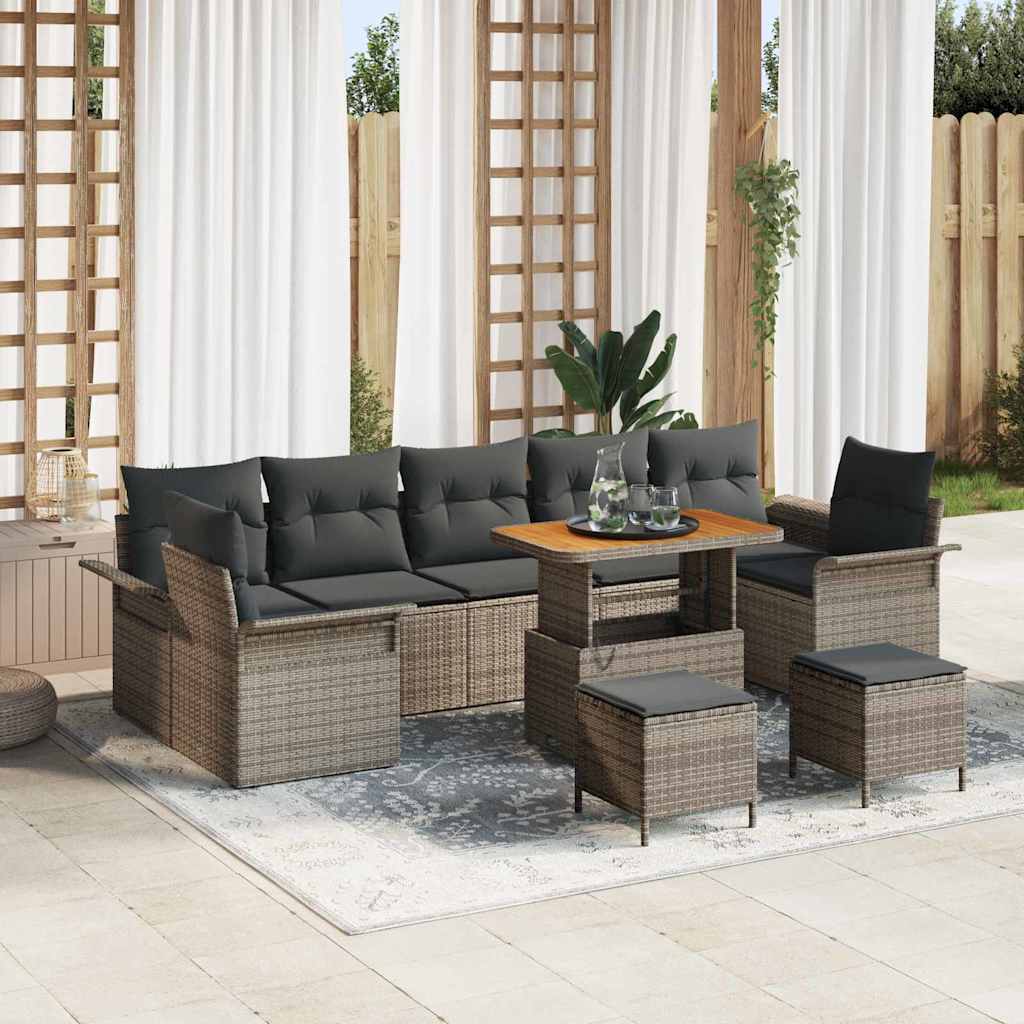 Set Divano da Giardino con cuscino con cuscino 10 pcs Grigio