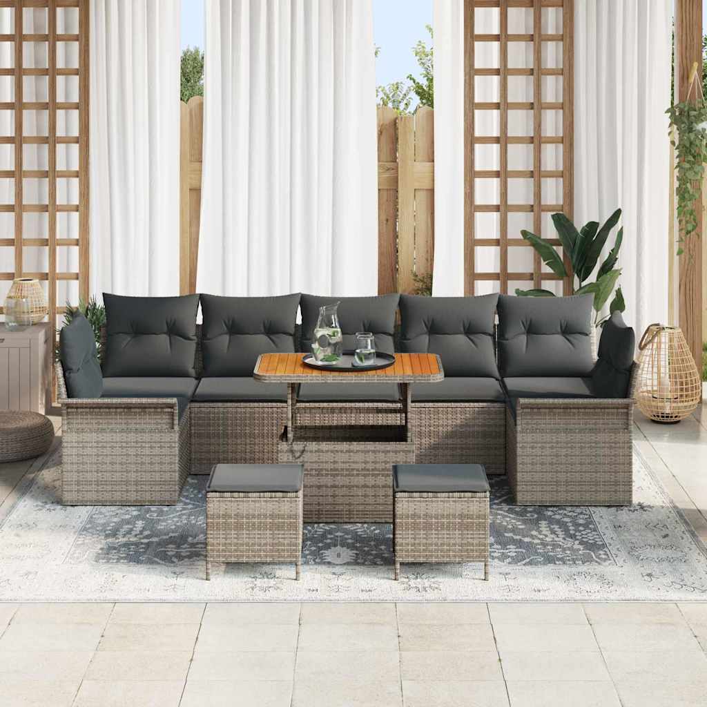 Set Divano da Giardino con cuscino con cuscino 10 pcs Grigio