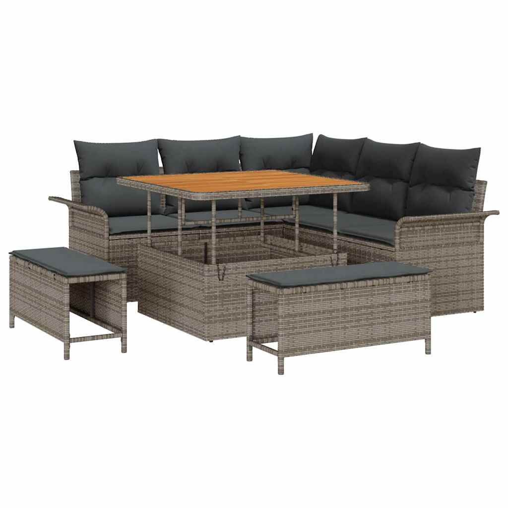 Set Divano da Giardino con cuscino con cuscino 8 pcs Grigio